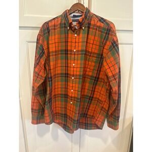 Tommy Hilfiger Mens XL Orange Plaid Button Down Long Sleeve Shirt